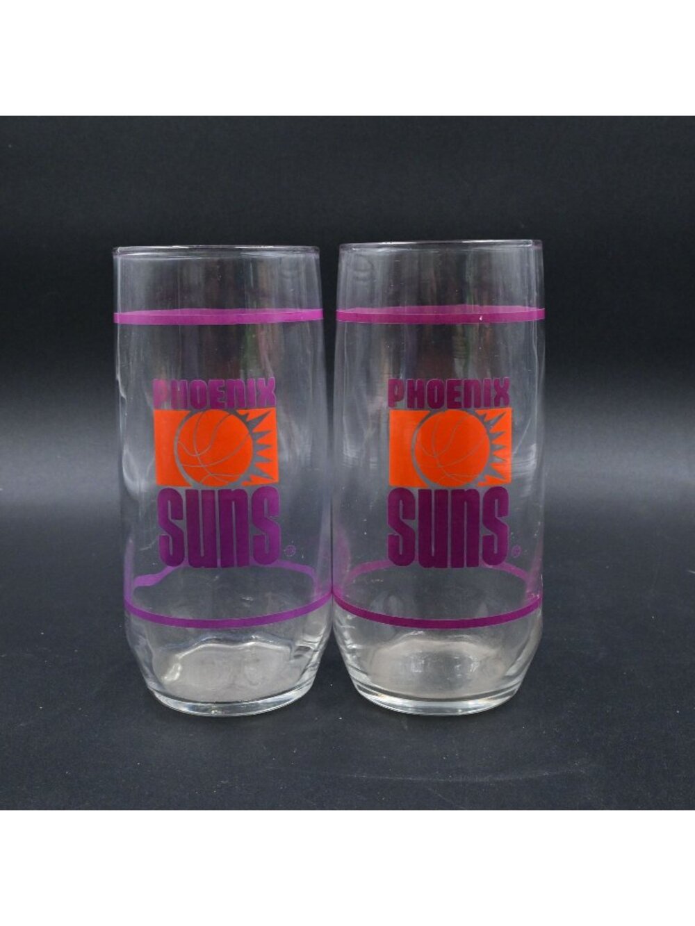 Phoenix Suns Vintage NBA Drinking Glasses Set of 2 Basketball Retro Barware